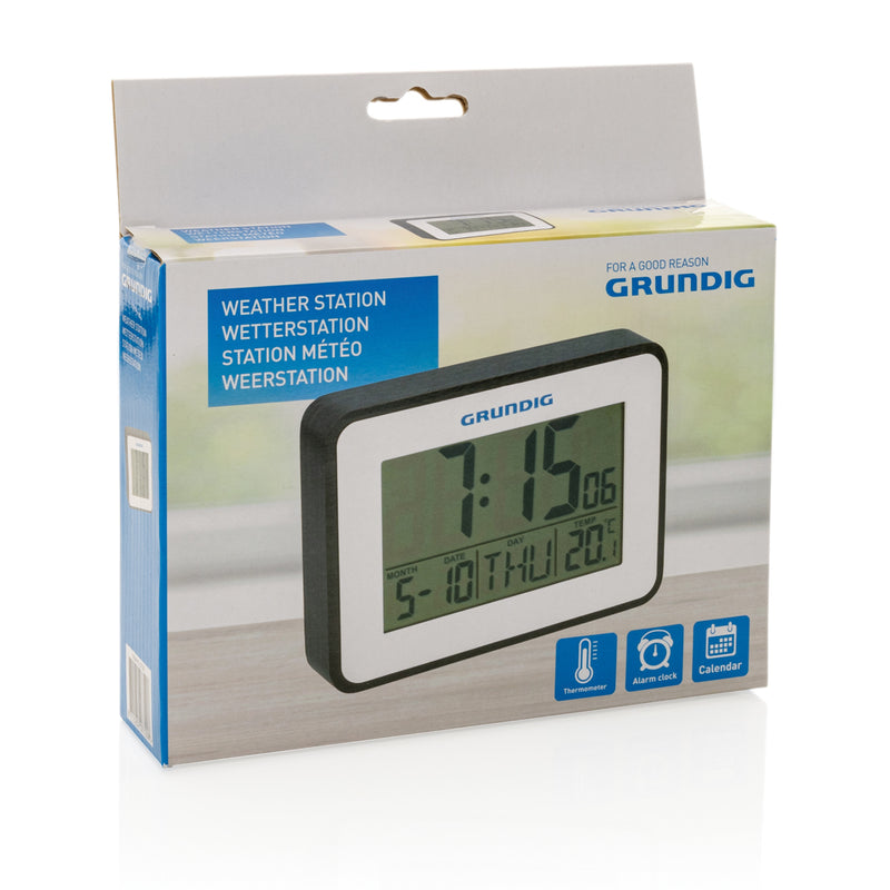 Load image into Gallery viewer, Grundig weatherstation alarm and calendar - Custom Wood Designs
