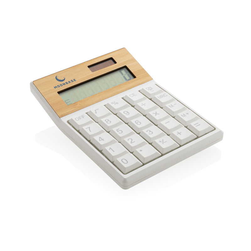 Load image into Gallery viewer, XD Collection Utah RCS recycled plastic and bamboo calculator for phones and tablets, featuring eco-friendly design and ergonomic layout.
