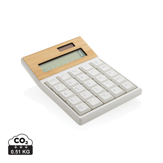 XD Collection Utah RCS recycled plastic and bamboo calculator, phone and tablet accessory with eco-friendly design and digital display.
