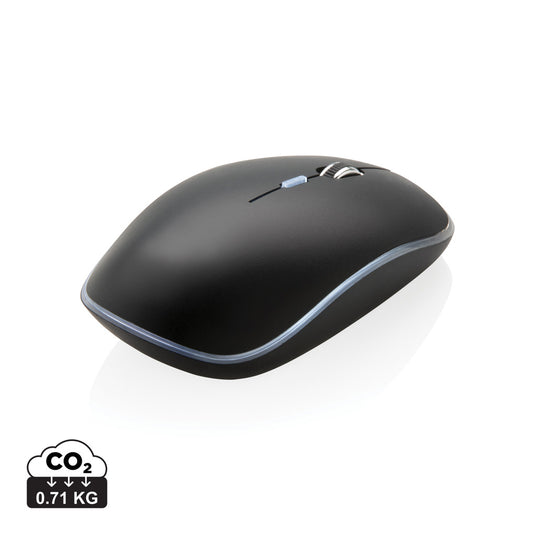 Wireless mouse with illuminated logo from XD Collection, designed for phones and tablets, featuring a sleek, modern look.