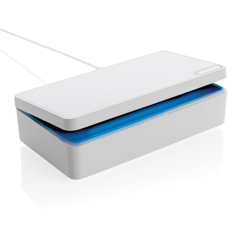 Load image into Gallery viewer, XD Collection UV-C steriliser box for phones and tablets, compact sterilization device with open lid showing interior UV lights.
