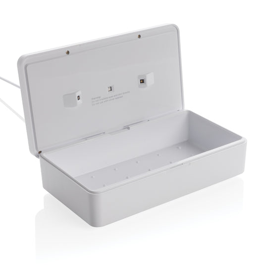 XD Collection UV-C steriliser box for phones and tablets, compact sanitizer with UV light technology for cleaning electronic devices.