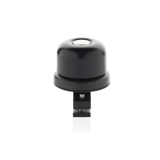 XD Collection Bike Finder Dual RCS bike bell with worldwide locating feature on a phone accessory, showing the bell and locating device.