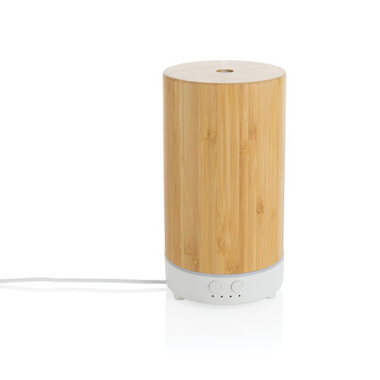 XD Collection RCS recycled plastic and bamboo aroma diffuser for phones and tablets, with a sleek design and natural bamboo accents.