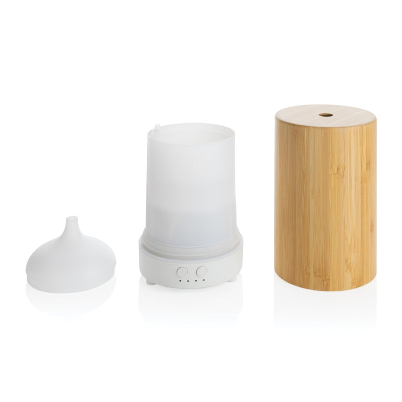 Load image into Gallery viewer, XD Collection RCS recycled plastic and bamboo aroma diffuser for phones and tablets, with natural wooden finish and modern design.
