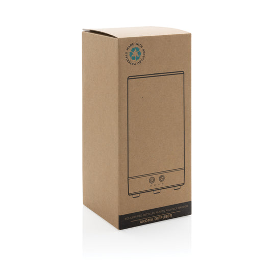 RCS recycled plastic and bamboo aroma diffuser by XD Collection, designed for phone and tablet accessories, with natural wood finish.