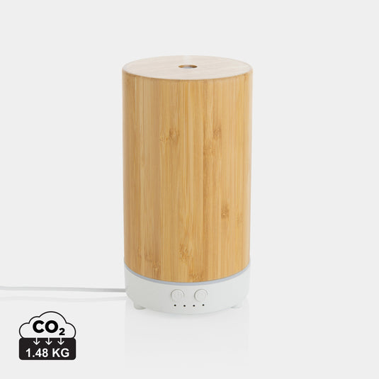 XD Collection RCS recycled plastic and bamboo aroma diffuser for phones and tablets, with sleek design and natural finish.