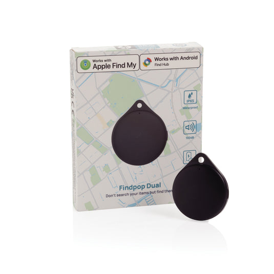 XD Collection Findpop Dual RCS recycled plastic phone and tablet finder with IPX5 water resistance, featuring a compact, eco-friendly design.