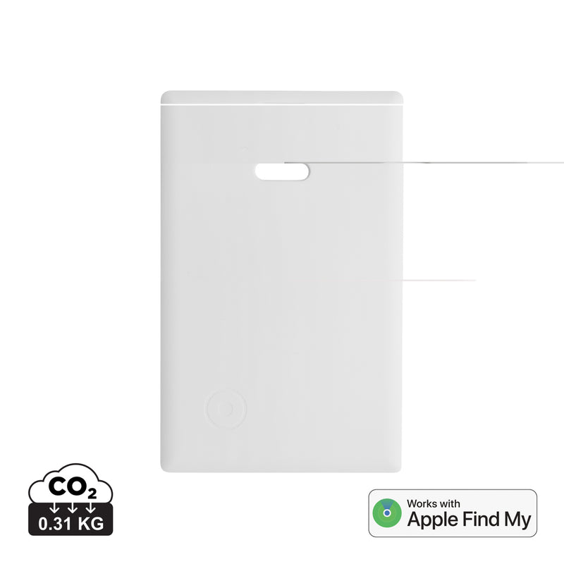 Load image into Gallery viewer, Findcard RCS recycled plastic item finder card for phones and tablets by XD Collection, shown on a flat surface.
