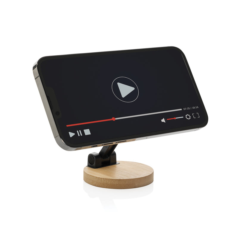 Load image into Gallery viewer, Magmount RCS recycled plastic and bamboo phone stand - Custom Wood Designs

