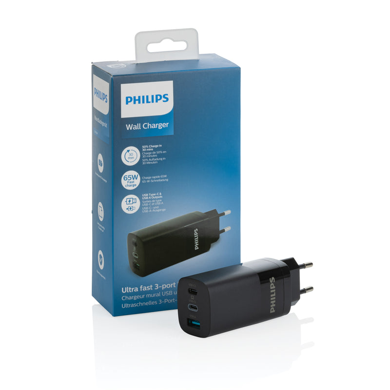 Load image into Gallery viewer, Philips 65W ultra fast PD 3-port USB wall charger - Custom Wood Designs
