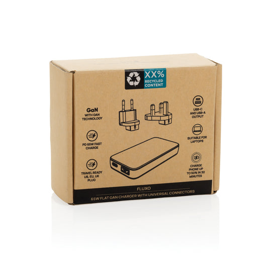 Fluxo RCS 65W flat GAN charger with universal connectors - Custom Wood Designs