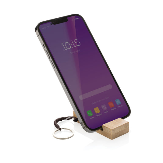 Standkey bamboo keychain phone stand - Custom Wood Designs