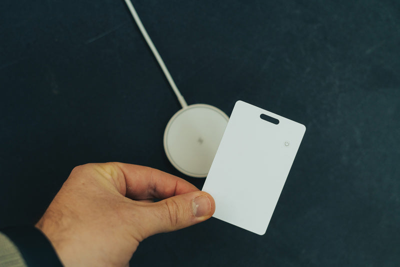 Load image into Gallery viewer, XD Collection Findit RCS ultra-thin rechargeable finder card for phones and tablets, shown in a sleek, compact design.
