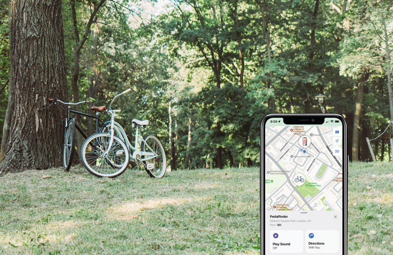 Load image into Gallery viewer, XD Collection Pedalfinder bike bell with worldwide locating feature, mounted on a bicycle handlebar.
