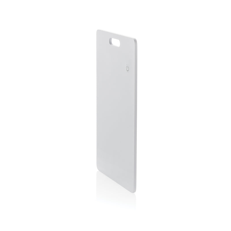 Load image into Gallery viewer, XD Collection Findit Dual RCS plastic ultra-thin rechargeable phone and tablet finder card, showing its slim design and contact points.
