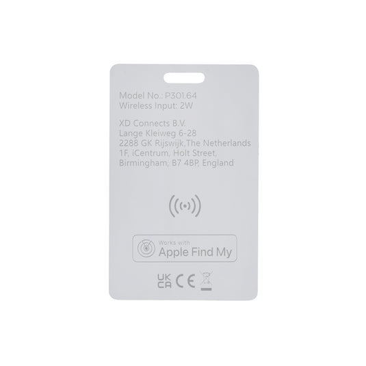 XD Collection Findit Dual RCS plastic ultra-thin rechargeable phone and tablet finder card with keyring attachment.