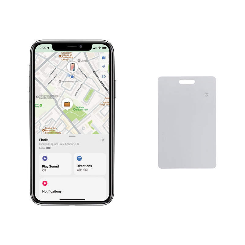 Load image into Gallery viewer, XD Collection Findit Dual RCS plastic ultra-thin rechargeable phone and tablet finder card on white background
