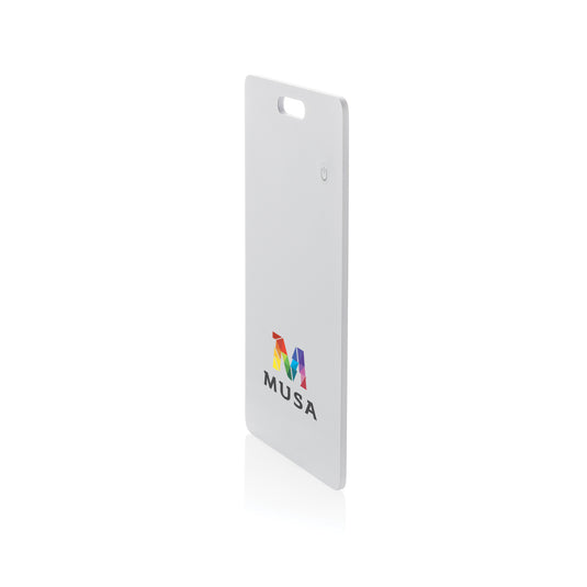 XD Collection Findit Dual RCS plastic ultra-thin rechargeable finder card for phones and tablets, shown in close-up image.