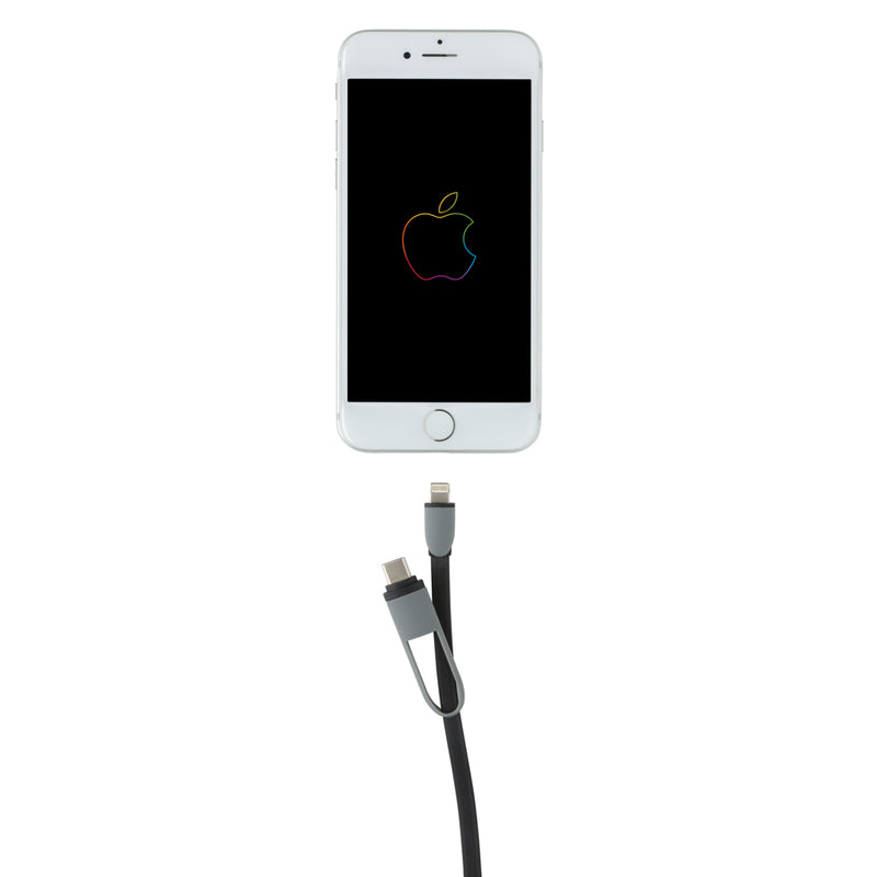 Load image into Gallery viewer, XD Collection 3-in-1 retractable cable for phone and tablet accessories, showing the compact, versatile design and multiple connectors.
