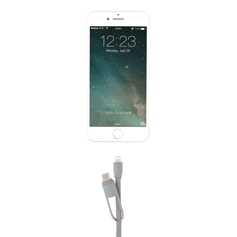 Load image into Gallery viewer, XD Collection 3-in-1 retractable cable for phone and tablet accessories, showing the compact design and multiple connector types.
