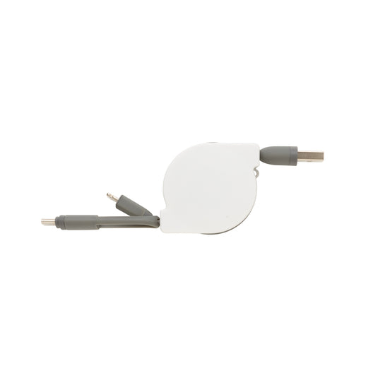 XD Collection 3-in-1 retractable cable for phone and tablet accessories, showing the compact design and cable retraction mechanism.