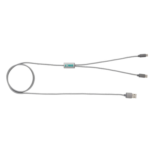 XD Collection 3-in-1 braided cable for phone and tablet accessories, featuring durable design and multiple connectors.