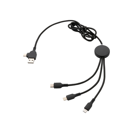 XD Collection Light Up Logo 6-in-1 cable for phone and tablet accessories, featuring a glowing logo and multiple charging ports.