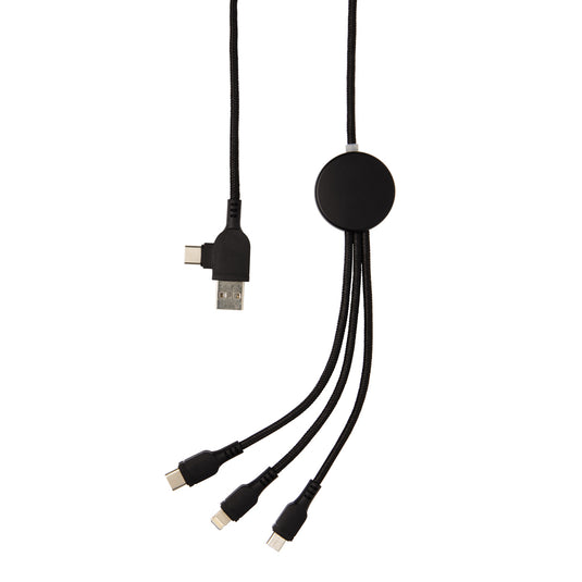 XD Collection Light up logo 6-in-1 cable for phone and tablet accessories, featuring a glowing logo and multiple charging ports.