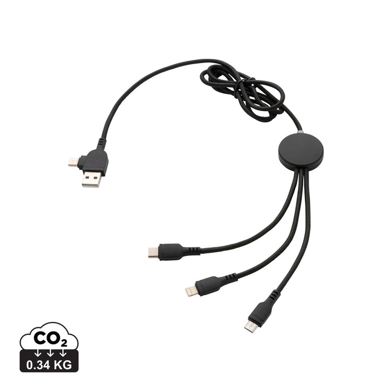 Load image into Gallery viewer, XD Collection light-up logo 6-in-1 cable for phones and tablets, featuring a illuminated logo design and multiple charging connectors.
