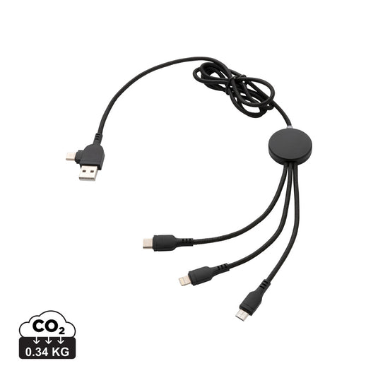 XD Collection light-up logo 6-in-1 cable for phones and tablets, featuring a illuminated logo design and multiple charging connectors.