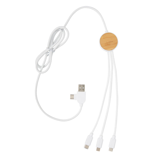 XD Collection RCS recycled plastic Ontario 6-in-1 phone and tablet cable with multiple connectors and durable design.