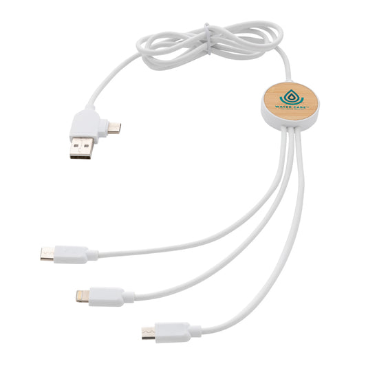 XD Collection RCS recycled plastic Ontario 6-in-1 cable for phone and tablet accessories, featuring multiple charging and data ports.