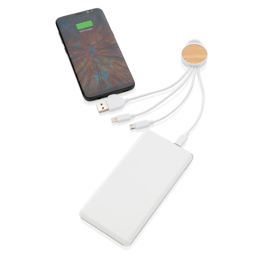 XD Collection RCS recycled plastic Ontario 6-in-1 round cable for phone and tablet accessories, shown in close-up view.