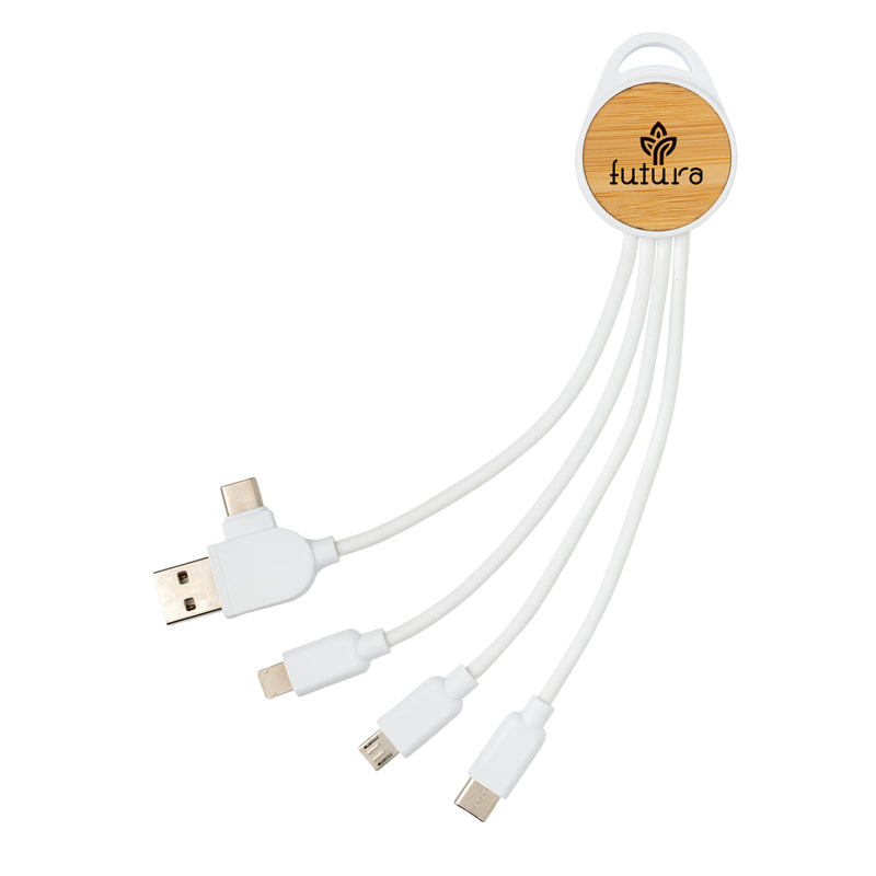 Load image into Gallery viewer, XD Collection RCS recycled plastic Ontario 6-in-1 round cable for phones and tablets, featuring multiple connectors and a durable design.
