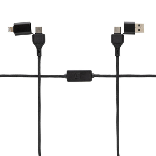 XD Collection Datalock RCS recycled 60W hacking protection cable for phones and tablets, shown with USB-C connector and cable details.