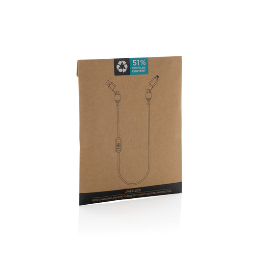 XD Collection Datalock RCS recycled 60W hacking protection cable for phones and tablets, with secure locking mechanism.