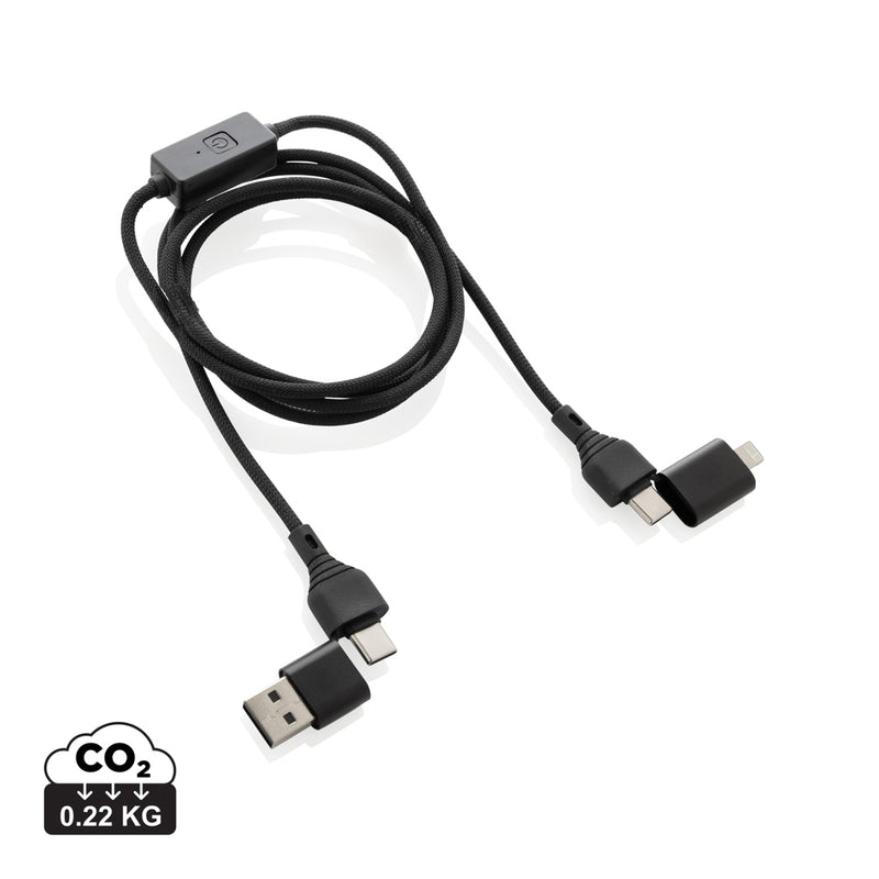 Load image into Gallery viewer, Recycled 60W hacking protection cable from XD Collection for phones and tablets, designed for secure data and power transfer.
