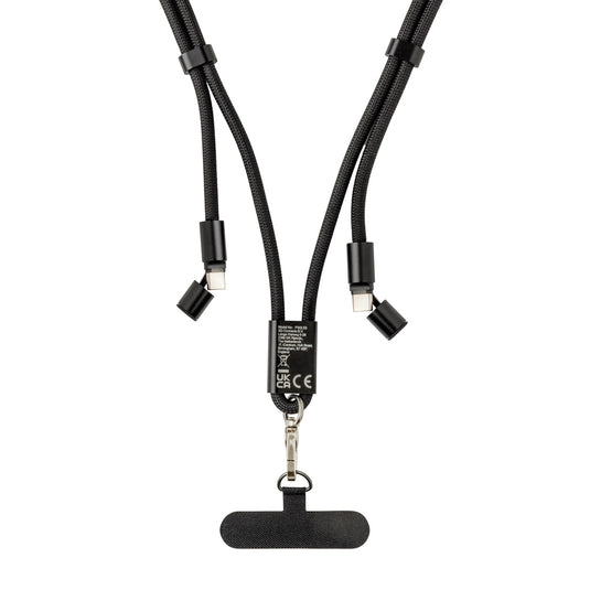 XD Collection LoopAmp RCS RPET adjustable phone cord with 60W cable for fast charging and data transfer, compatible with phones and tablets.