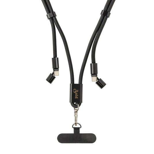 XD Collection LoopAmp RCS RPET adjustable phone and tablet charging cable with 60W power for fast device charging.