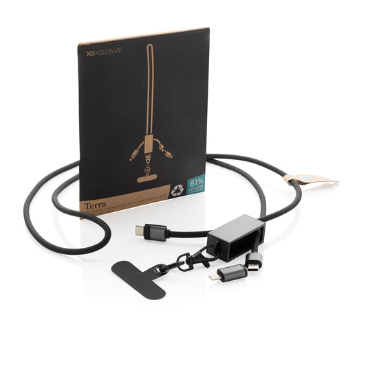 XD Xclusive Terra RCS recycled PET phone and tablet dual charge cable with 60W power for fast charging and durability.