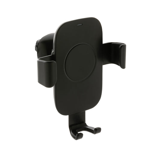 XD Collection RCS recycled plastic 10W wireless charging car holder for phones and tablets, mounted in a vehicle.