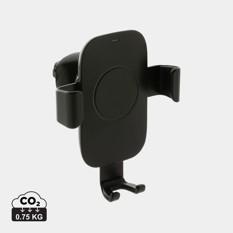 Load image into Gallery viewer, XD Collection recycled plastic 10W wireless charging car holder for phones and tablets, mounted in a vehicle dashboard.
