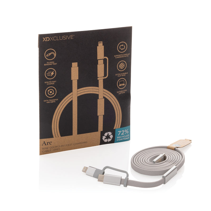 Load image into Gallery viewer, Arc RCS 60W 120 cm 2-in-1 fast charging cable - Custom Wood Designs
