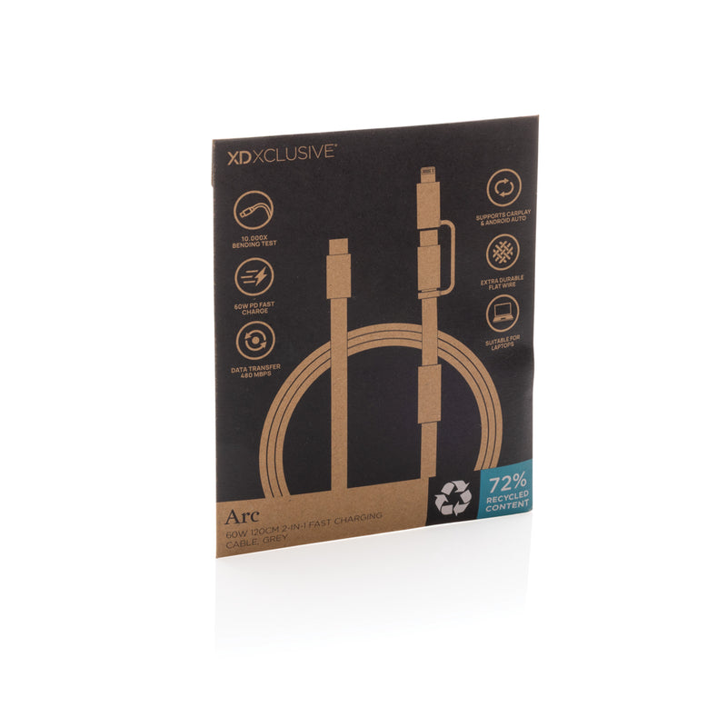 Load image into Gallery viewer, Arc RCS 60W 120 cm 2-in-1 fast charging cable - Custom Wood Designs
