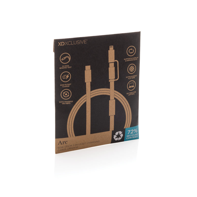 Load image into Gallery viewer, Arc RCS 60W 120 cm 2-in-1 fast charging cable - Custom Wood Designs
