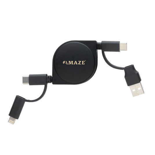 XD Collection RCS recycled plastic and TPE 6-in-1 phone and tablet cable with multiple connectors, eco-friendly and versatile accessory.