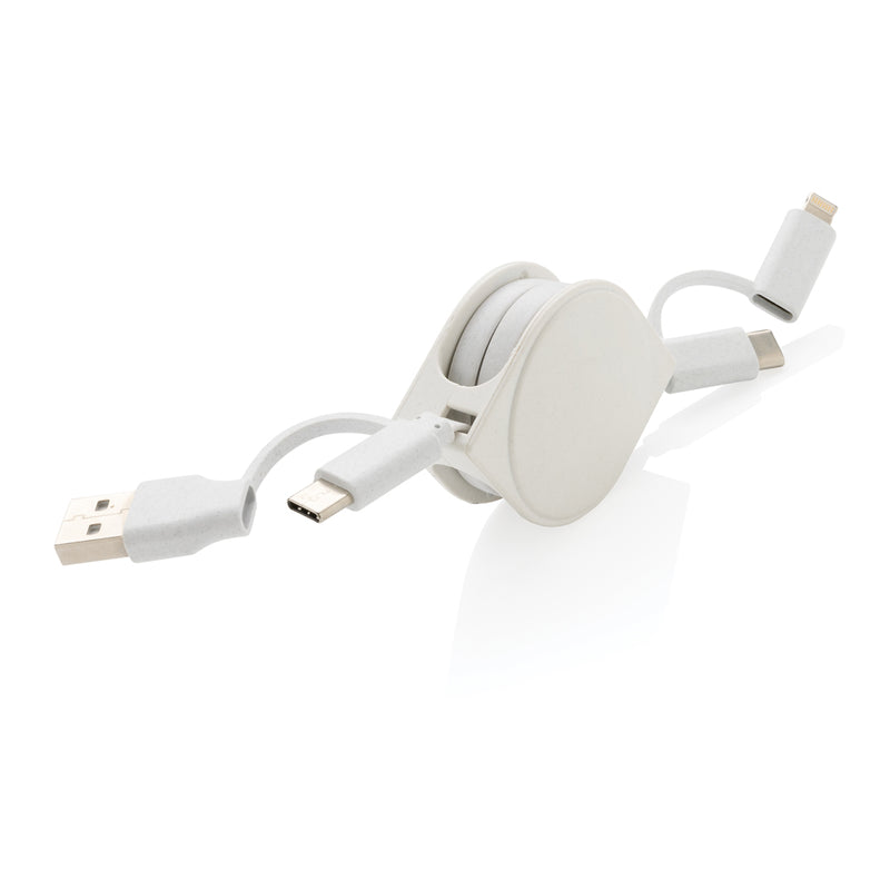 Load image into Gallery viewer, XD Collection RCS recycled plastic and TPE 6-in-1 cable for phone and tablet accessories, showing multiple connectors and durable design.
