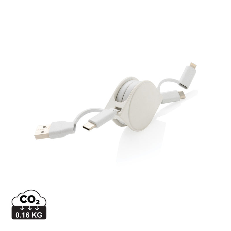 Load image into Gallery viewer, XD Collection RCS 6-in-1 recycled plastic and TPE phone and tablet charging cable with multiple connectors, versatile accessory.

