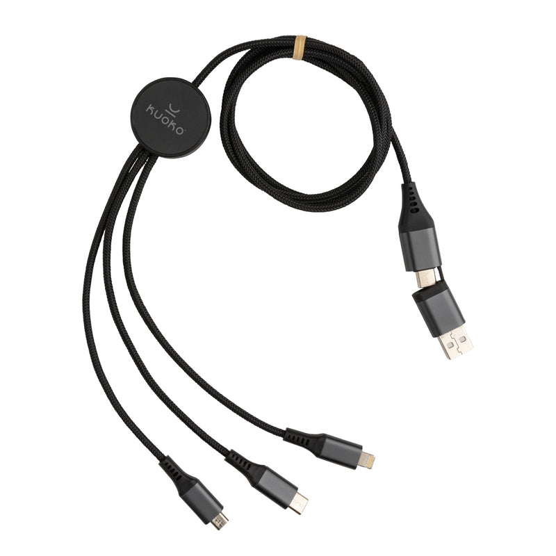 Load image into Gallery viewer, XD Xclusive Terra RCS recycled aluminium 120cm 6-in-1 phone and tablet charging cable on a white background
